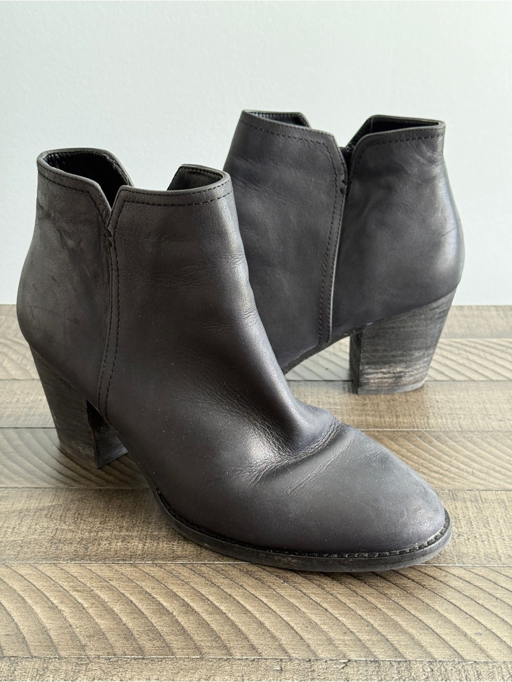 Gianni Bini Leather Ankle Boots Womens Black Block Heel Ankle Booties Size 10